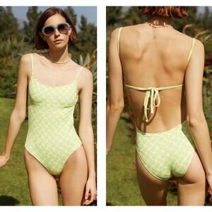 NWT Anthropologie Solid & Striped One-Piece Swimsuit - Large